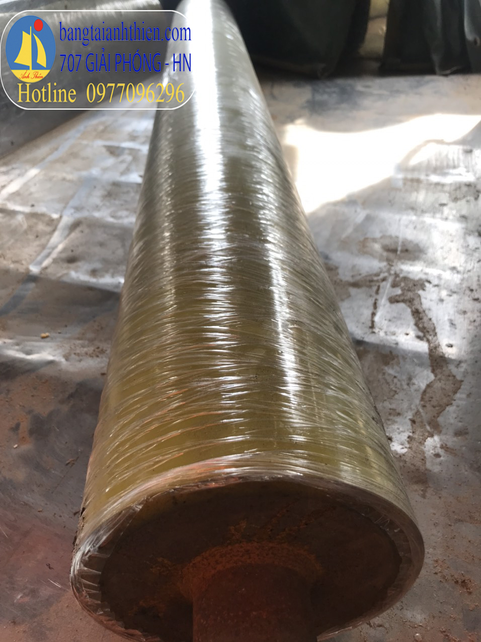 Rulo phi 200 dài 2000mm bọc cao su màu vàng